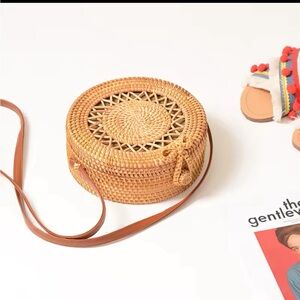 Round Mulit Style Straw Bag Women Summer Rattan Handmade Woven Circle Bohemia